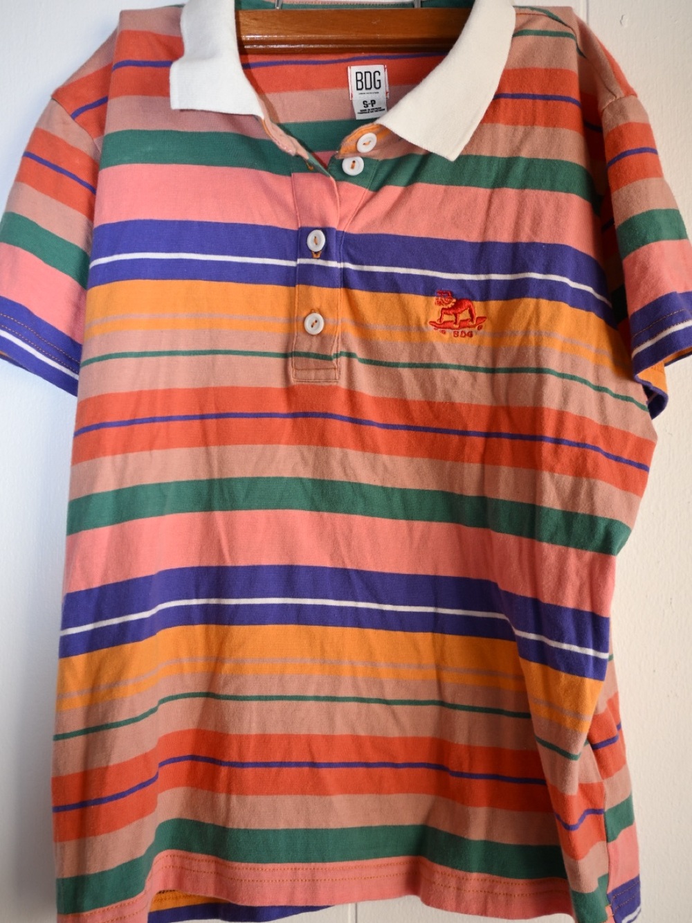 BDG urban outfitters women’s Multicolor Striped Polo with White Collar